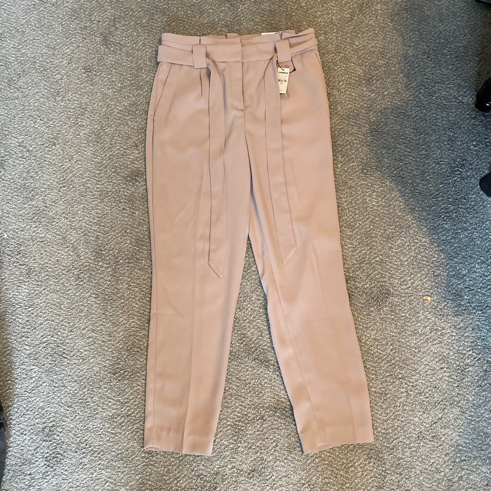 Express Dusty Rose high waisted ankle paperbag pants